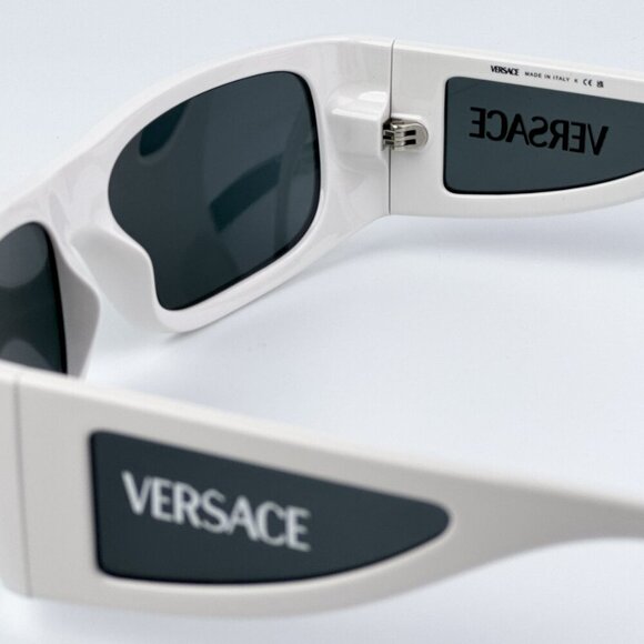 Versace VE4482 314/87 BRAND NEW Sunglasses White Dark Grey Rectangular Unisex - Picture 9 of 11